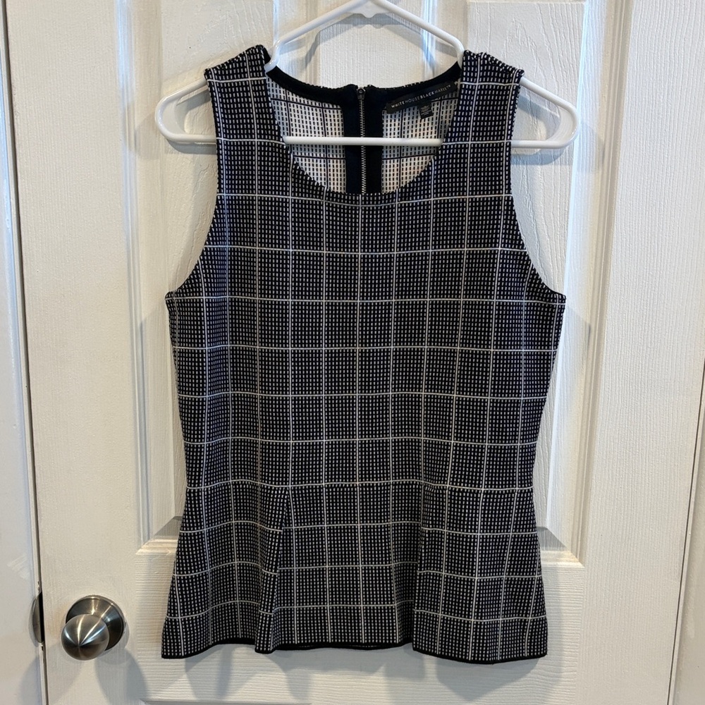 White House Black Market Black & White Grid Sleeveless Tank Top Size Small
